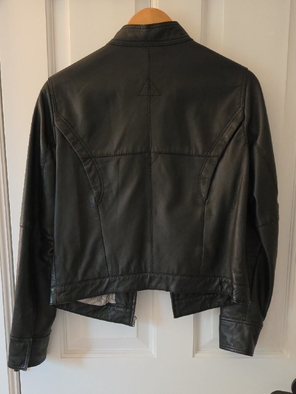 Members Only Women's Zip Up Leather Jacket with Stand Collar - Picture 2 of 5